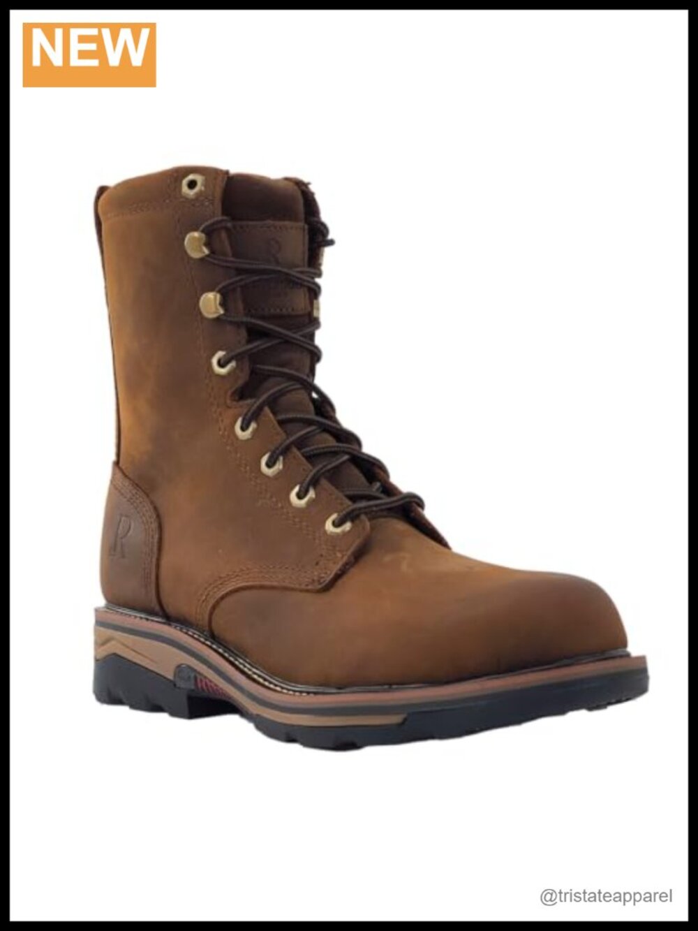 Men's Peanut Cowhide 8 Inch Lace-Up Wide Toe Work Boot EH Rated Slip Resistant